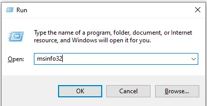 Kiểm tra cấu hình máy tính với lệnh msifo32