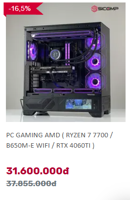 PC Gaming LOL Ryzen 7 7700 RTX 4060Ti