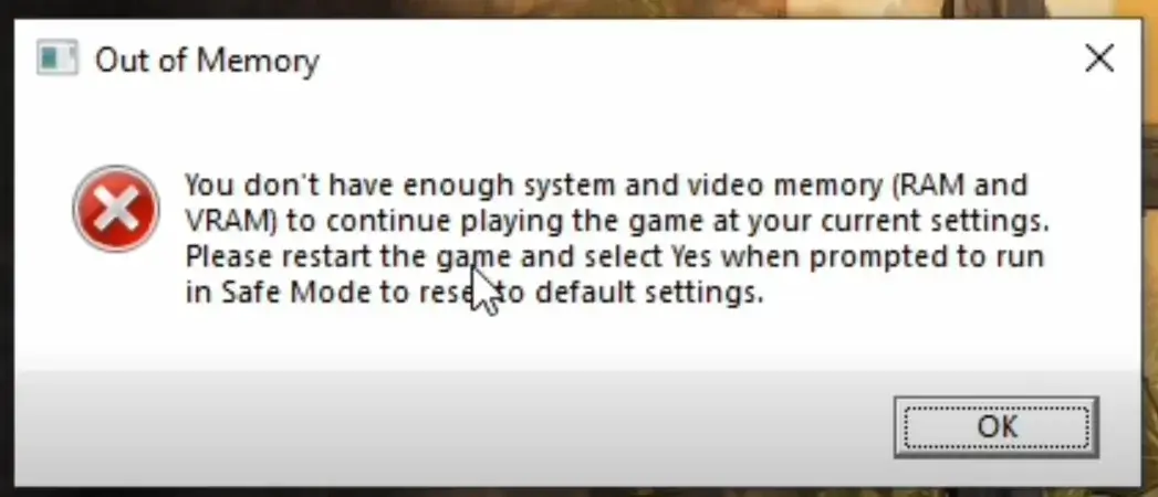 Hiện tượng xảy ra khi PC thiếu VRAM