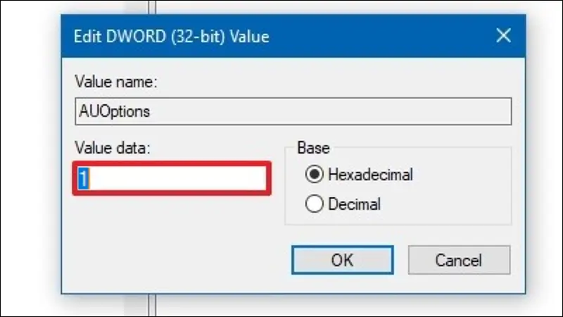 Chặn cập nhật qua Registry