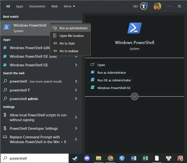 Mở Powershell quyền Admin để kích hoạt Win
