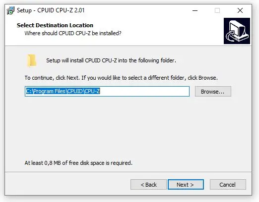 Chọn thư mục cài đặt CPU-Z