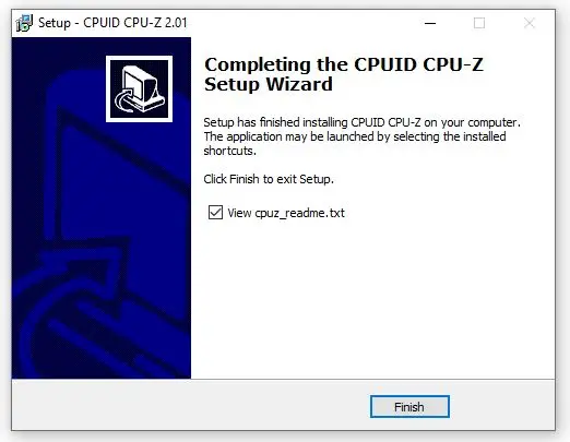 Hoàn tất cài đặt CPU-Z