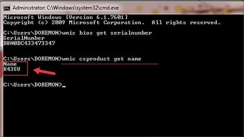 Kiểm tra model máy bằng lệnh CMD