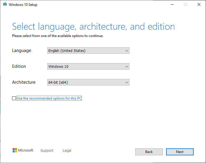Chọn phiên bản Windows 10