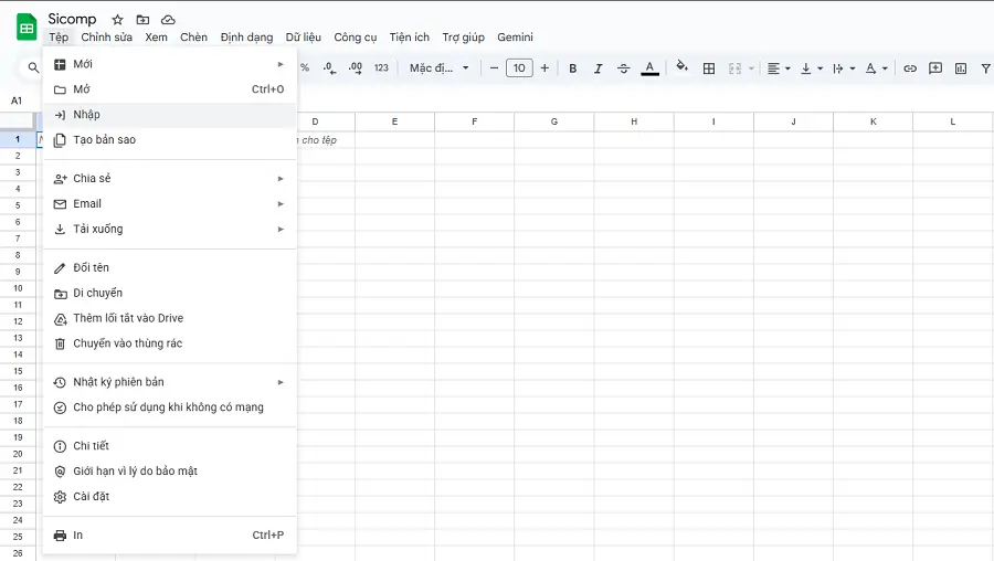 Nhập liệu Google Sheets Cách thao tác nhập dữ liệu vào ô tính