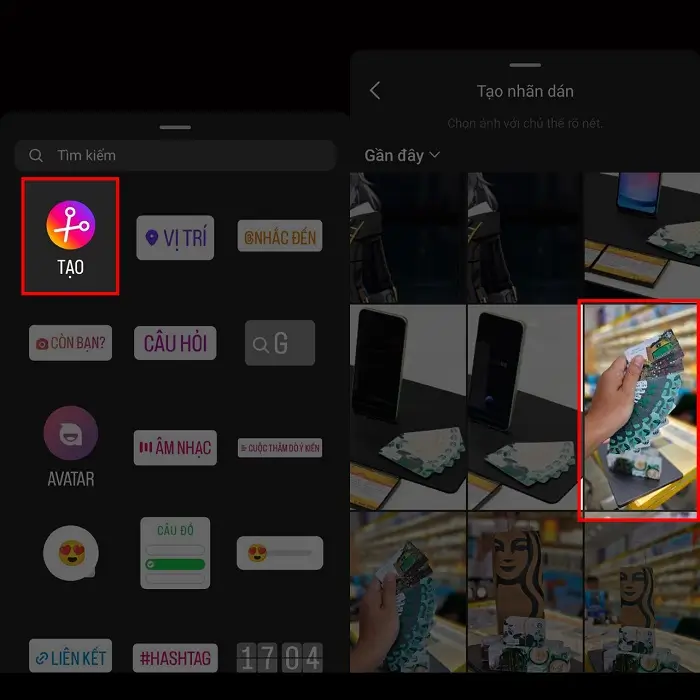 Chọn tính năng Cutouts