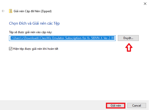 Giải nén File Giải nén file cài đặt Casio