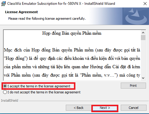 Install Casio Tiến hành cài đặt phần mềm