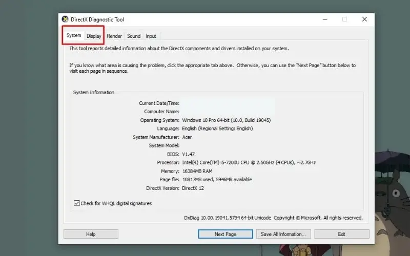 VGA Info Thông số VGA trong Dxdiag