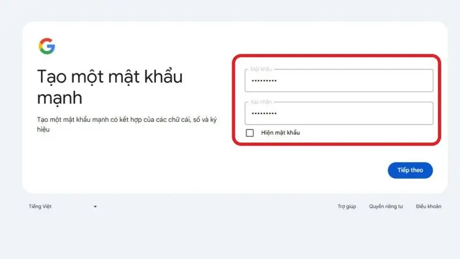 Tạo mật khẩu Gmail