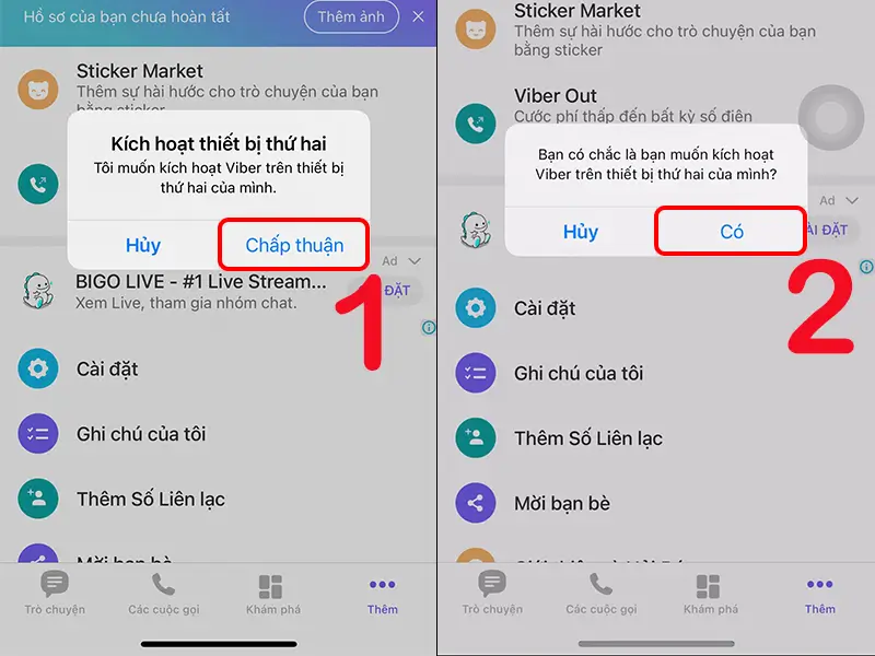Xác nhận đăng nhập Viber