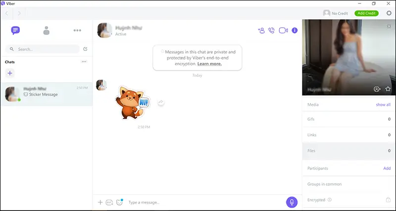 Giao diện chính Viber PC