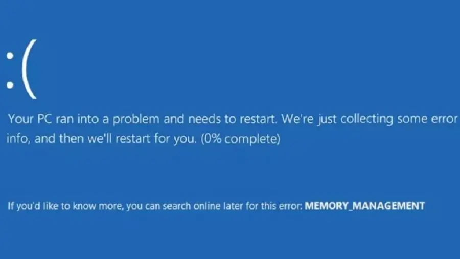 Memory Management BSOD Lỗi màn hình xanh chết chóc BSOD Memory Management