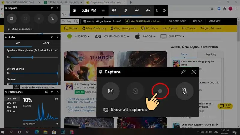 Thanh trạng thái quay video