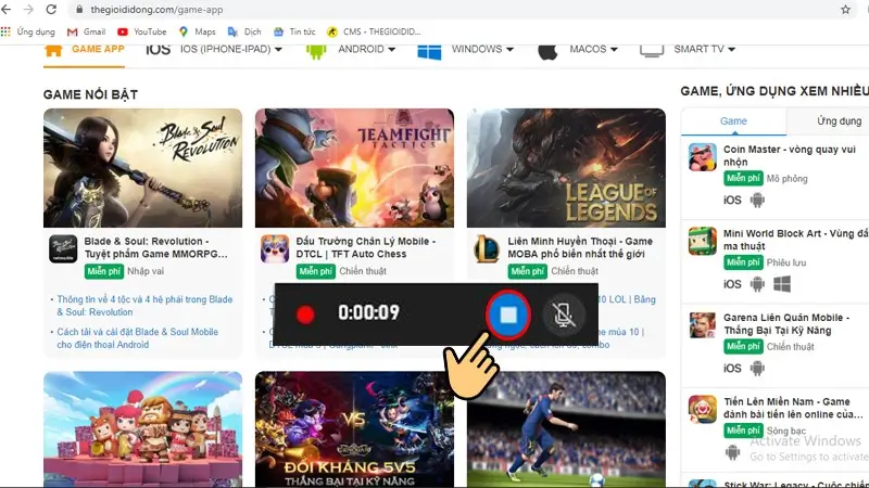 Kết thúc quay video