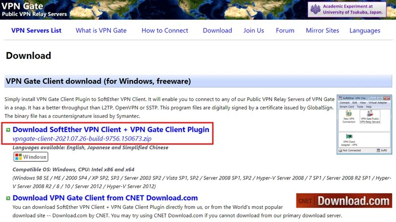 Tải VPN Gate Client
