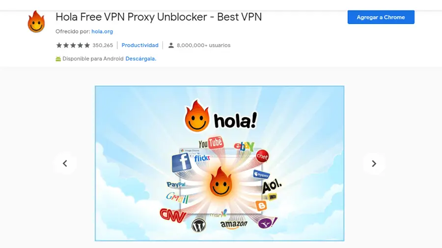 Tiện ích Hola VPN