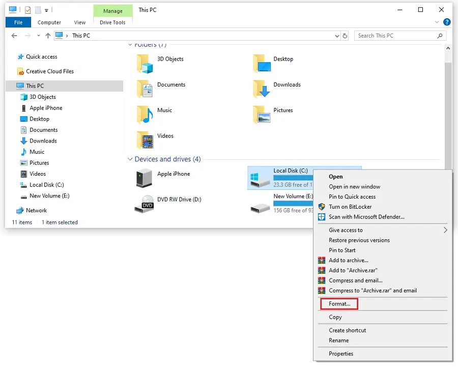 Chọn Format ổ đĩa