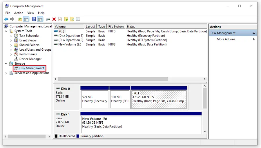 Truy cập Disk Management