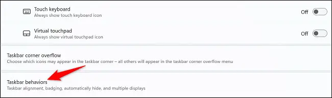 Mục Taskbar Behaviors